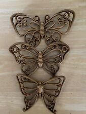 VINTAGE HOMCO 1978 BUTTERFLY WALL DECOR SET OF 3 picture