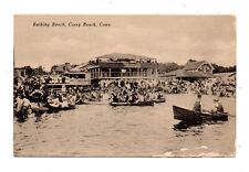COSEY BEACH, EAST HAVEN, CT ~ BEACH, PAVILION, NUMEROUS PEOPLE & BOATS ~ 1910s picture