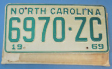 1969 North Carolina License Plate new never used with 69 in the number picture