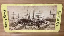 C. 1870s New York Dockyard Stereoview - Paddle Steamer “Austin” & Workers picture
