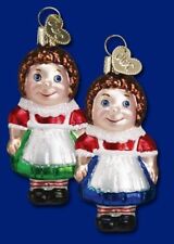 Miniature Dolly Pair of Rag Dolls Glass Ornaments Old World Christmas   picture