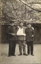 WWI German soldiers uniform wounded arm ~ camouflage cover?~ RPPC real photo picture