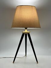 VTG Classic Black & Gold Surveyor/Nautical Style Tripod Lamp w-Burlap Look Shade picture