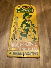 Ramon’s Thermometer - Pink Pills - Kidney Brownie Tin Drug Sign - Laxative - Rx picture