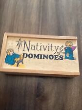 Christmas Nativity Dominoes Vintage 1970s Wooden Box picture