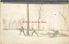 Unknown Location, RPPC, Logging Scene, Loggers with Double Saw Cutting Tree picture