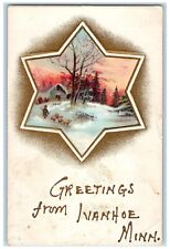 1913 Greetings From Ivanhoe Minnesota MN Embossed Posted Antique Postcard picture