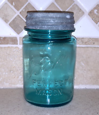 Vintage Blue Ball Perfect Mason Pint Canning Jar  with Zinc Lid #8 picture