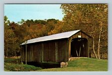 Muskingum County OH, Salt Creek Covered Bridge, Ohio Vintage Postcard picture