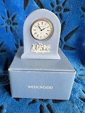 Wedgwood Jasper Ware MINI CLOCK Pale Blue & White 3 1/4”T, S/S Grecian picture