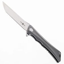 Two Sun Folding Knife Gray Titanium Handle D2 Plain Edge TS59 picture