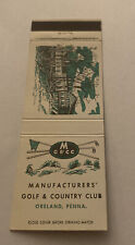 Vintage Matchbook Cover Matchcover Manufacturers Golf &  Country Club PA picture