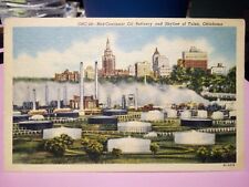 Tulsa Oklahoma mid continent oil refinery skyline Aerial View curt teich picture