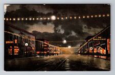 Everett WA-Washington, Hewitt Avenue At Night, Drugs, Shops, Vintage Postcard picture