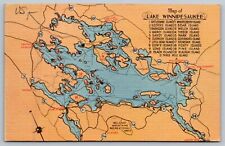 c1954 Map of Lake Winnipesaukee New Hampshire NH Postcard picture