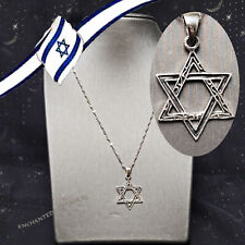 Sterling Silver 925 ISRAEL JEWISH STAR OF DAVID Magen Necklace Pendant Bali NEW picture
