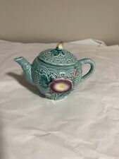 VTG 1989 The Haldon Group Teapot for One.  Green with Morning Glory Flower motif picture