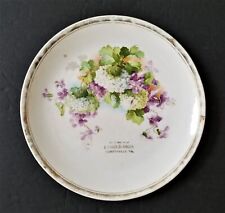 1910s antique AD PLATE quarryville pa J HAINES DICKINSON porcelain purple floral picture