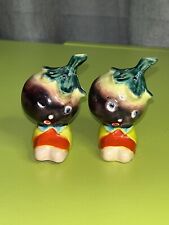 Vintage 1950’s Anthropomorphic Fig Grape Salt & Pepper Shakers Japan Kitschy EUC picture