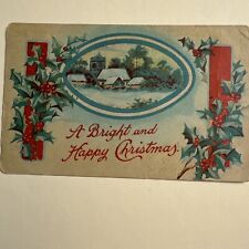 A Bright And Happy Christmas Vintage Postcard Posted c1909 Maine picture