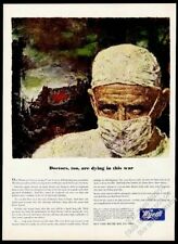 1945 WWII war field surgeon art Wyeth Pharmaceuticals vintage print ad picture