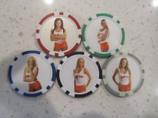 Hooters Girl GET LUCKY Casino Chip Lot w/ Owl Logo + FREE Las Vegas Poker Chip picture