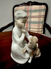 Lladro Boy Hushing Dog Porcelain Figurine picture