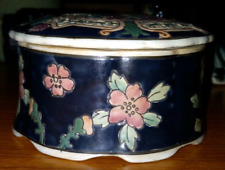 Vintage Chinese Mille Fleur Famille Noir Porcelain Trinket Dish 2.5