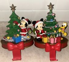 Vintage Disney Santa Minnie, Mickey, Pluto, Hanging Ornaments Stocking Holder picture