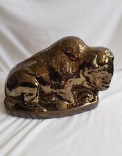 Vintage Metallic Bronze Drip Glaze Bison Buffalo Country Western Figurine 9x7x5