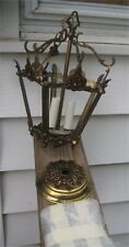 antique hanging lamp panel glass picture