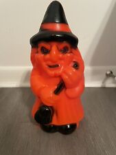 Empire Witch Holding Broom Blow Mold Halloween 1981 Orange Black; Excellent picture