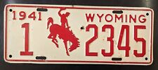 All Original 1941 Wyoming Passenger License Plate 1-2345 Consecutive Numbering picture
