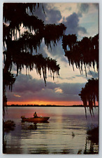 c1960s Sunset Fishing Boat Everglades Vintage Postcard picture
