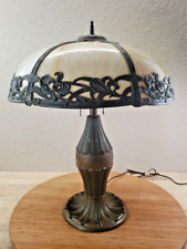 Large Detailed Art Nouveau Slag Glass Lamp picture