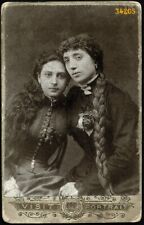 amazing hair, mother w daughter, ANTIQUE CDV, 1890's picture