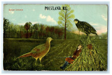 1913 Two Birds and Girl Sleeping Sweet Dreams Portland Maine ME Posted Postcard picture