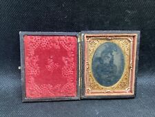 Antique Civil War Era Tin Type Photo - Young Girl - leather velvet lined case picture