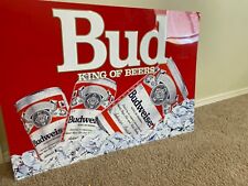 Bud Beer King of Beers Metal Sign Budweiser  36” X 26” Single Sided 1987 B6523 picture