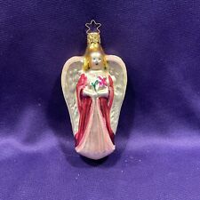 Inge Glass Old World Christmas Large Burgundy Angel W/wings (216). picture
