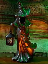 Authentic Cracker Barrel Black Resin Witch 18” With LED Lantern 2024 picture
