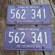 PAIR 1964 Illinois License Plates - 