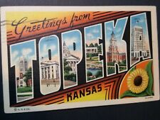 Vintage KANSAS postcard large letter 1943 greetings from Topeka KS picture