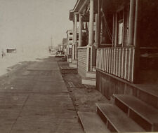 Antique Sepia Houses Card Mounted Photograph Wooden Sidewalk 5 X 3.5” Porches picture