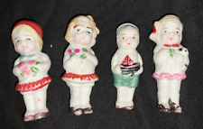 ANTIQUE CERAMIC, HAND PAINTED SMALL CHILD FIGURINES - SET OF 4- GERMAN picture
