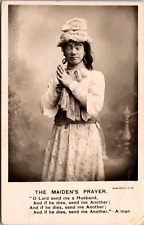 Cross Eyed Woman Praying The Maiden's Prayer Comedy 1907 RPPC Photo Postcard picture
