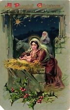 1911 TUCK'S Religious Mary & Jesus PEACEFUL CHRISTMAS Embossed Postcard picture