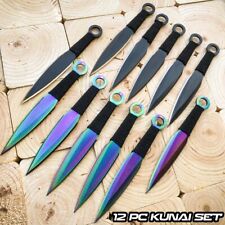 12PC Black Rainbow Tactical Ninja Throwing Blade Knife Kunai Ninjutsu Knives picture