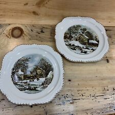 Vintage Currier and Ives Collectible Plates The Farmers Home Winter 7