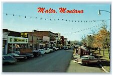 c1960 Front street Malta Business Shopping District Malta Montana MT Postcard picture